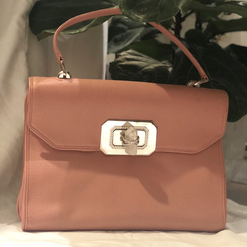 Marchesa Dusty Rose Crystal Turn lock Business Bag